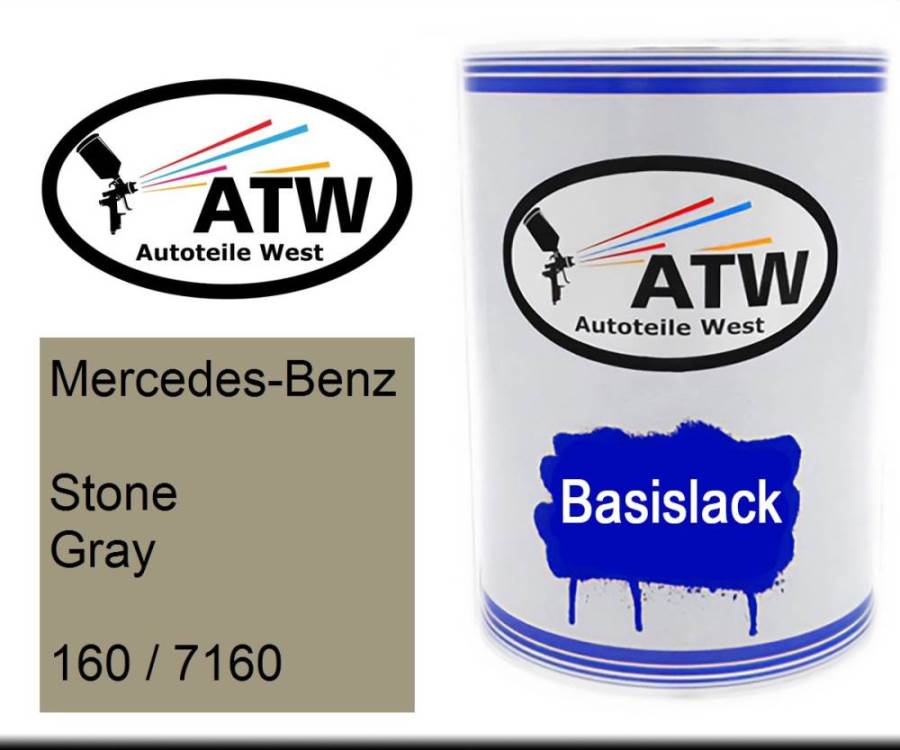 Mercedes-Benz, Stone Gray, 160 / 7160: 500ml Lackdose, von ATW Autoteile West.